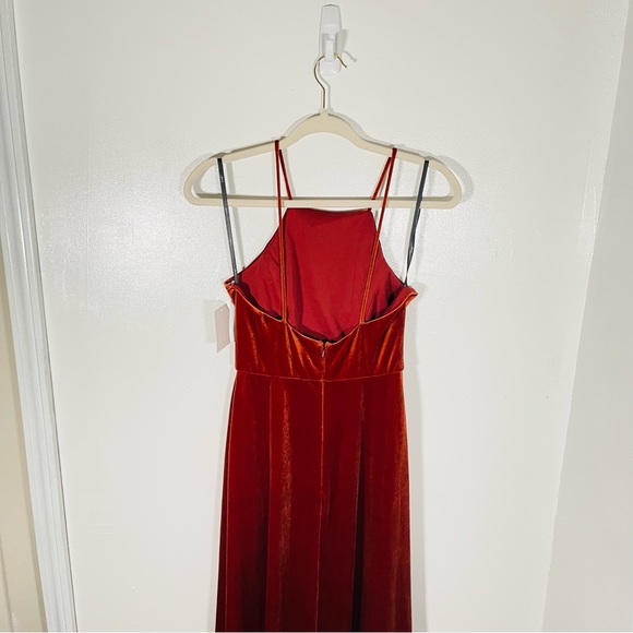 NWT Lovely Drew Square Neck Velvet Maxi Dress with Front Slit in Auburn Moon - Picture 7 of 8